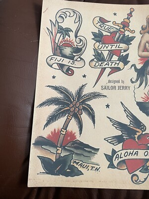 Designed By Sailor Jerry Tattoo flash art sheet (lot #125) 8X