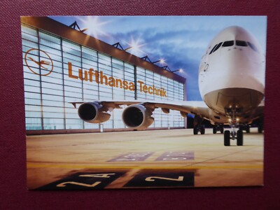 POSTCARD AVIATION POST CARD LUFTHANSA TECHNIK AIRBUS A380 AIRLINER