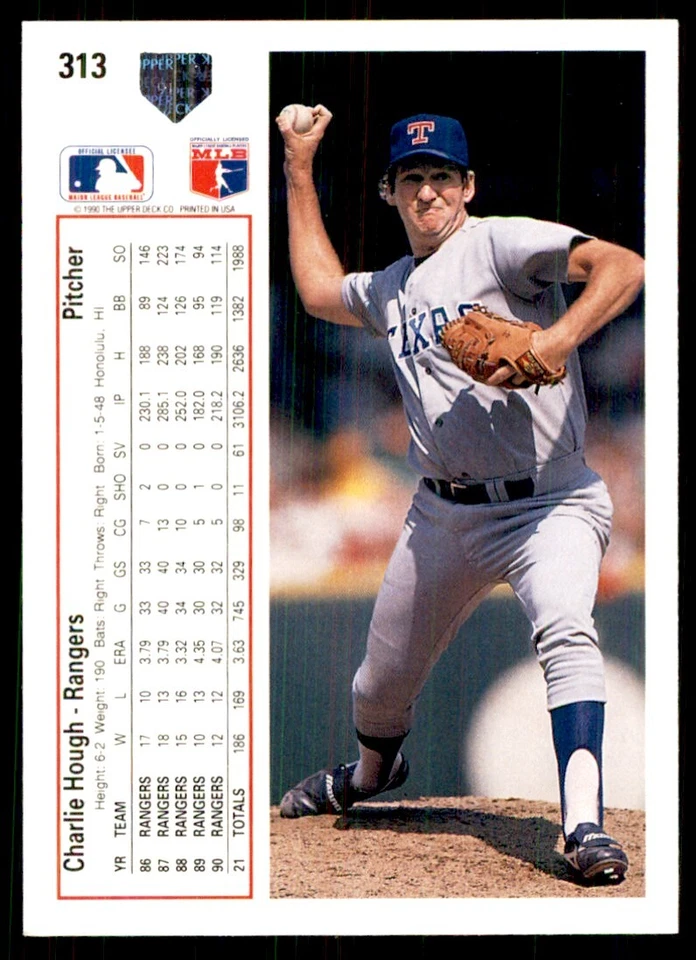 1991 Upper Deck Charlie Hough Baseball Cards #313 - Image 2 of 2