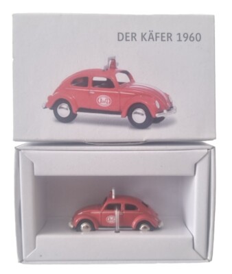 New BUB 1/87 - 06110 VW Kafer 1960 Beetle AVD - Diecast Police Model Red Car