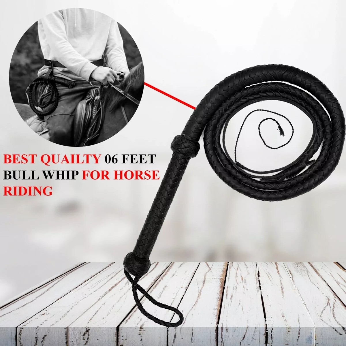 Buy Handmade Genuine Bullwhips Cowhide 6 Feet Long, Yellow And Black 12 Plaits Bullwhip, Heavy Loud Crack Sound Leather Whip, Horse Trainer Whip Online In India
