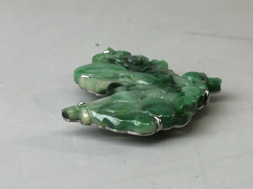 Y7664 OBIDOME Jade sash clip brooch Gourd carving Japan antique kimono accessory - Image 3 of 4