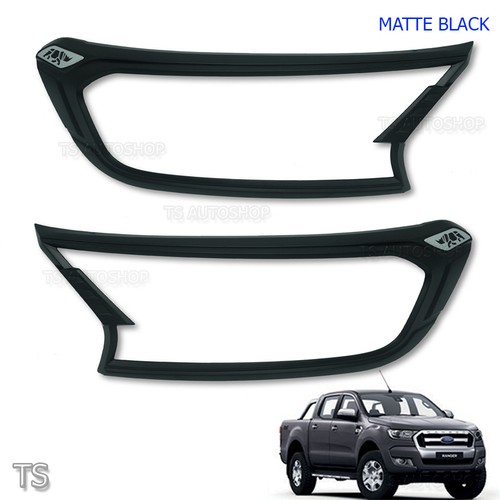 Fitt Black Front Head Lamp Lights Cover Rhino Ford Ranger T6 Px2 Mk2 2015 16 17 - Picture 4 of 10