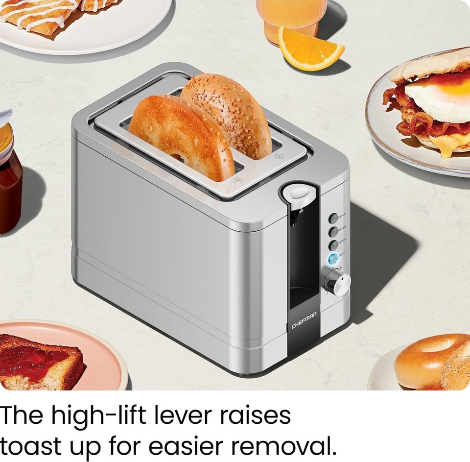 Chefman Smart Touch 2 Slice Digital Toaster, 6 Shade Settings