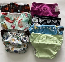 Cloth Diaper Cover Shell Reuse Grovia ONE Bum Genius Snap 7 Mixed Lot Hook Loop