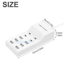 10-Port Multi USB C Charger Station Wall Type C Fast Charging Adapter For iPhone