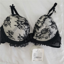 Ann Summers Dita Lace Plunge Bra Black  Ivory 34B
