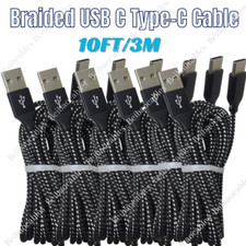 Braided USB C Type-C Fast Charging Data SYNC Charger Cable Cord 10FT For Samsung