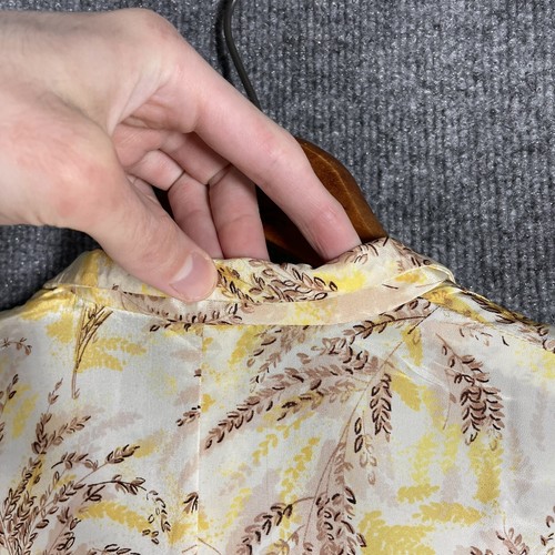 VINTAGE 40s 50s Silk Floral Wheat Sun Dress Small Yellow Tea Swing 1950s - Picture 15 of 20