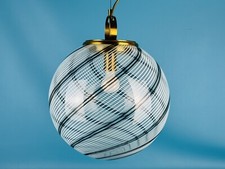 Lampada A Sospensione Lampadario Vetro Sfera Murano Spirale 40cm Design 1960