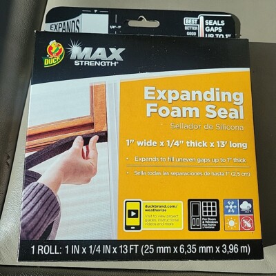 Duck Max Strength Expanding Foam Seal Black 1'' Wide x 1/4'' Thick x 13' Long NEW