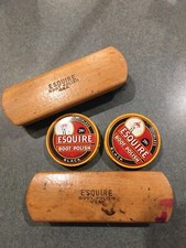 VINTAGE ESQUIRE SHOE POLISH AND BRUSH 4 PIECE SET