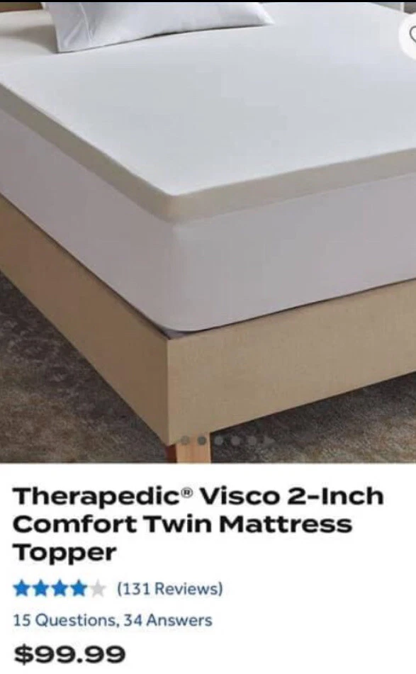 Colchón de espuma viscoelástica Therapedic Twin 2” C1521 T/F nuevo en caja abierta Foto 4 de 4