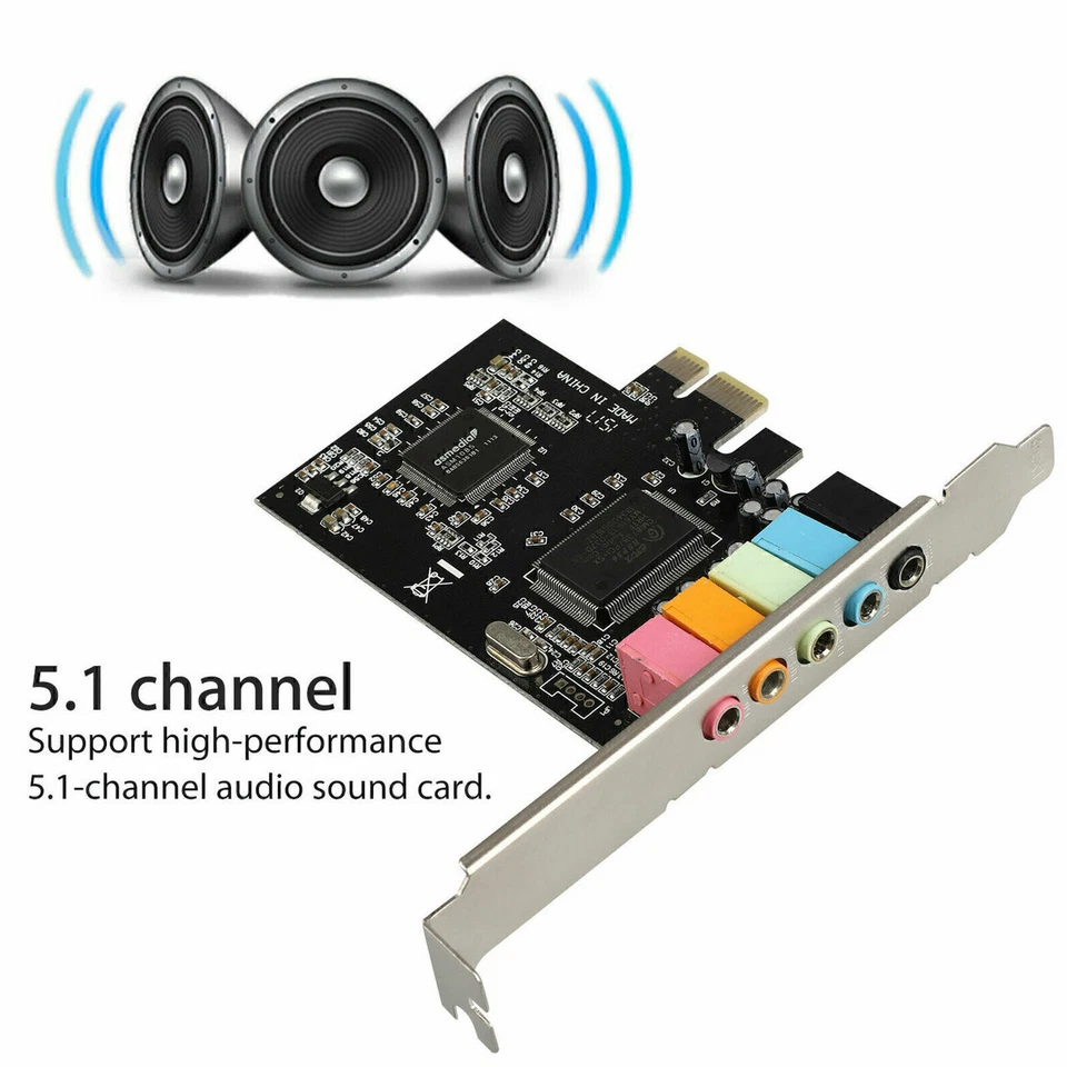 PCI-E Express 5.1-Kanal CMI8738 4/6-Kanal-PCIE-Audio-Soundkarte mit Treiber  FN - Bild 2 von 4