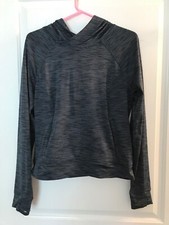 Womens yogalicious medium blue striped hoodie with front pocket