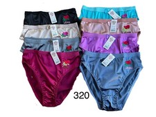 6 PACK SILKY SATIN SMOOTH HI WAISTED HI CUT PANTIES PANTY BIKINIS BRIEF S-XL 320