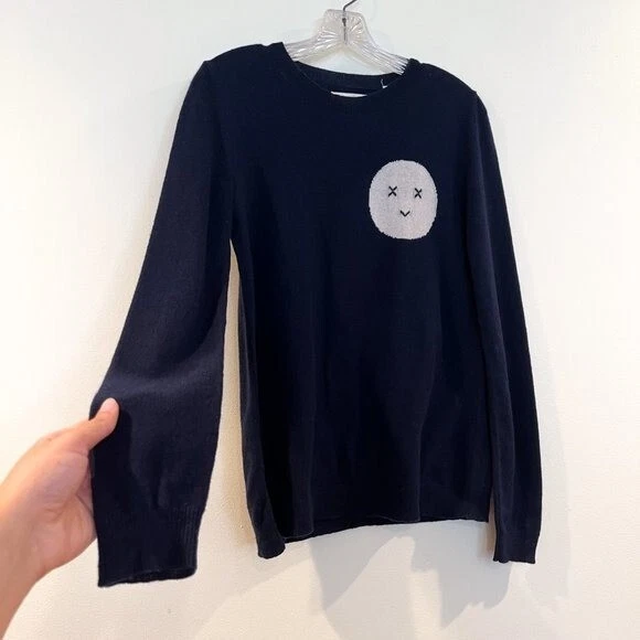 Свитер Chinti and Parker из шерстяной кашемировой смеси темно-синий вязаный с круглым вырезом XS - Изображение 3 из 4