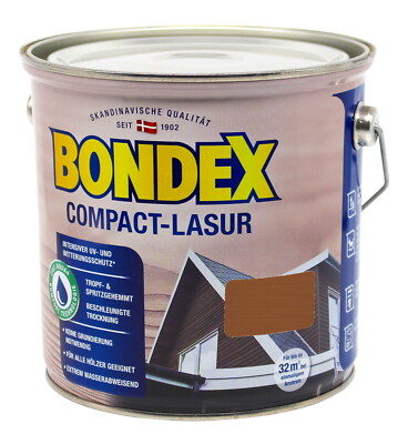 Bondex Compactlasur 2in1 Holzlasur teak 2,5L zum sprühen und streichen