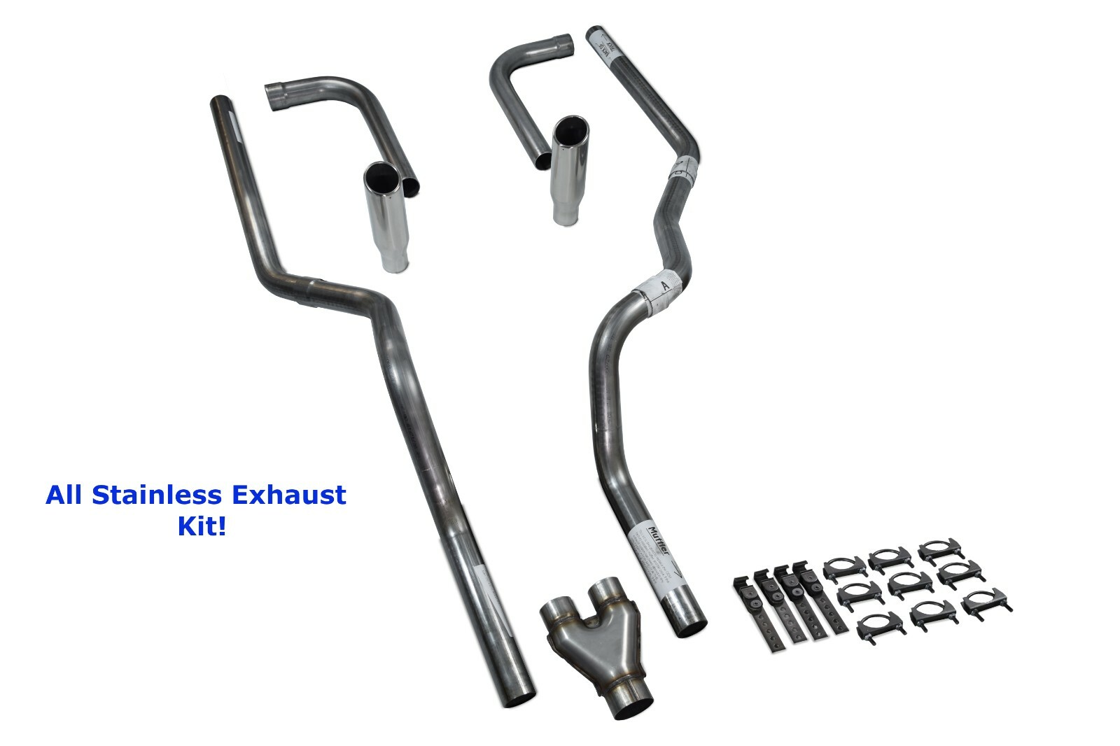 AllStainless Dual Exhaust Kit Dodge Ram 1500 0408 Y Pipe Side Rolled