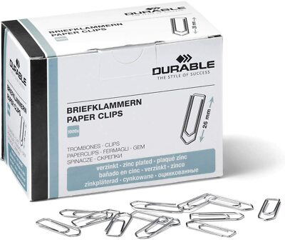 Durable Briefklammern (verzinkt) 5000 Stück (26mm | 5er Pack) 120725 1207-25