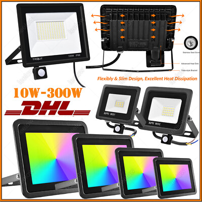 10W-200W LED Fluter mit Bewegungsmelder/Stecker Außen Strahler Flutlicht Garten