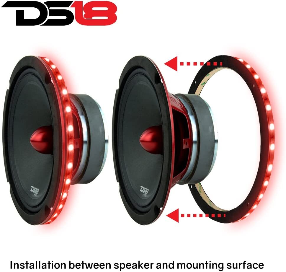 DS18 Car Speakers 6.5" Bundle LRING LED & Bluetooth RGB LED Control - 2 Speakers