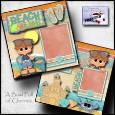 BEACH LIFE boy 2 premade scrapbooking pages paper piecing printed BY CHERRY