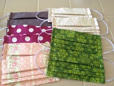 Handmade Adult Unisex 100 Cotton Multi-color Variety Print Face Masks, Lot 10