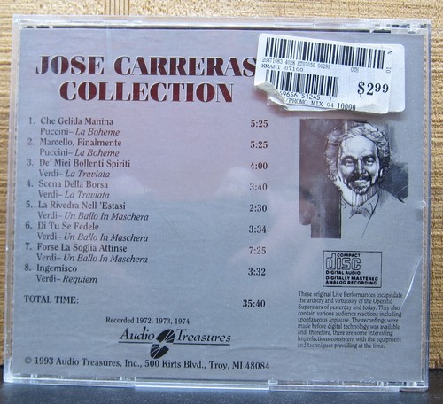 Jose Carreras Collection - Audio Treasures CD 1993 - Imagen 2 de 4