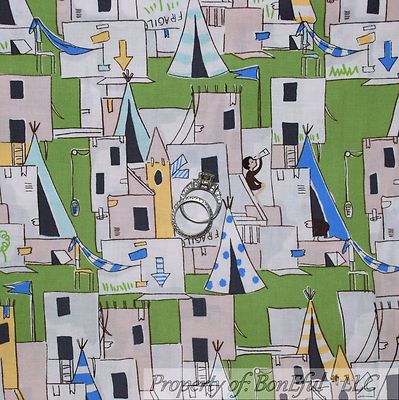 BonEful Fabric FQ Cotton Quilt Green Tent Camp Fort Boy American Girl Scout Flag