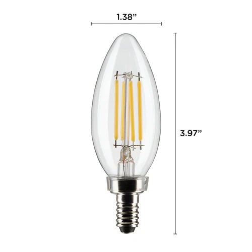 LED Filament Torpedo Tip Bulb CTC 120V 4W =40W B11 Candelabra E12 5000K Daylight - Picture 2 of 15