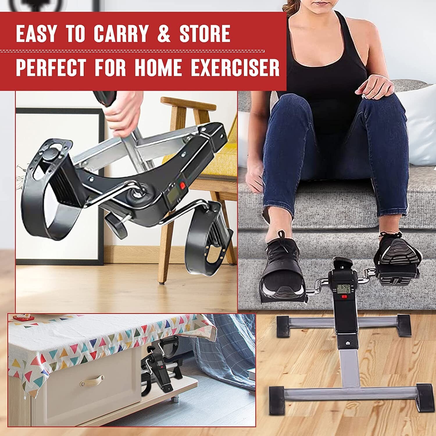 Lavieva Mini Pedal Exercise Bikes Arm Leg Cycling Exerciser with