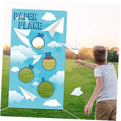 Paper Plane Toss Game Banner, Throwing Target Banner for Glider Airplane, Fun 