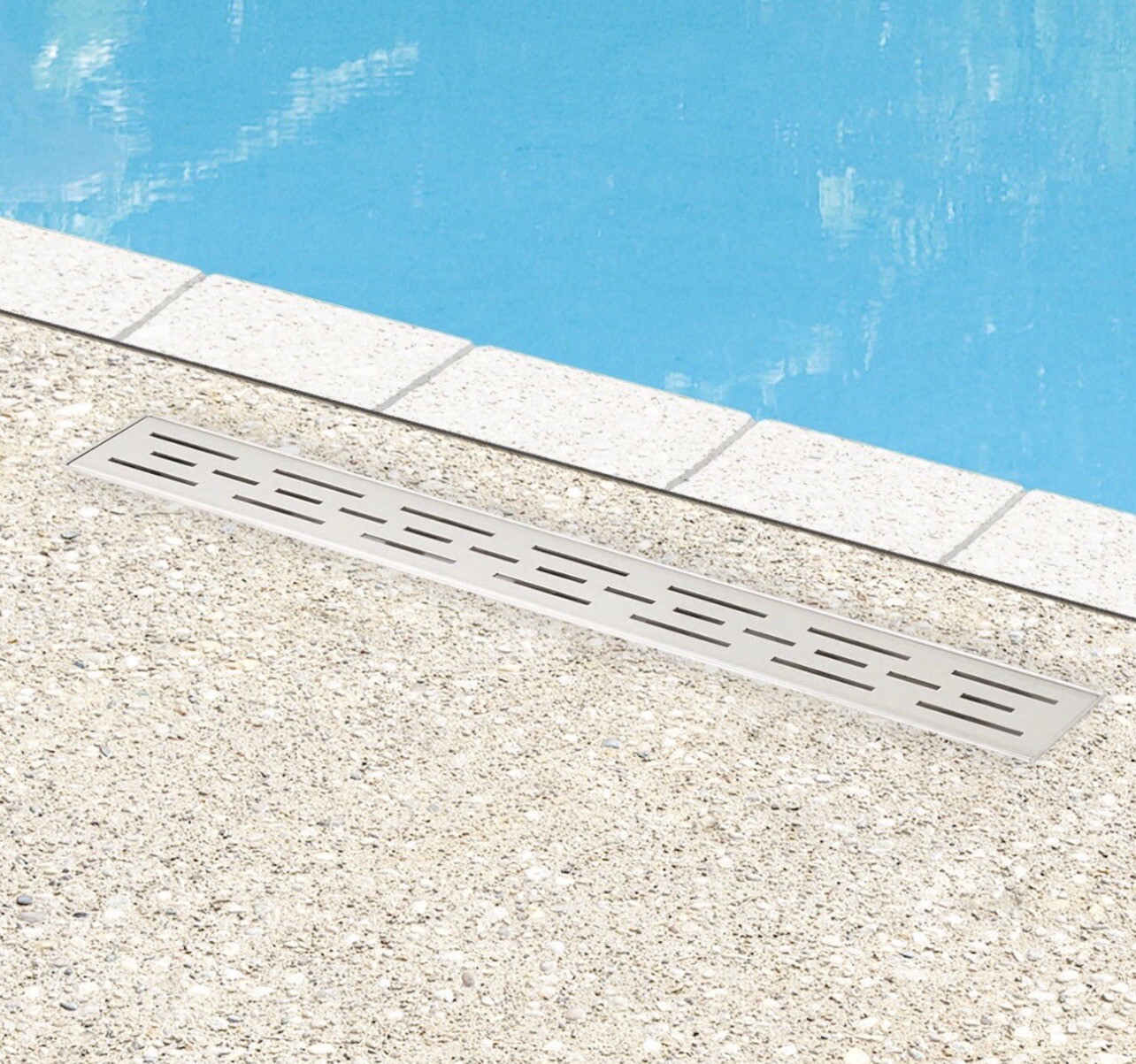 24" Effendi Outdoor Linear TileIn Shower Drain w/ Flange Brushed