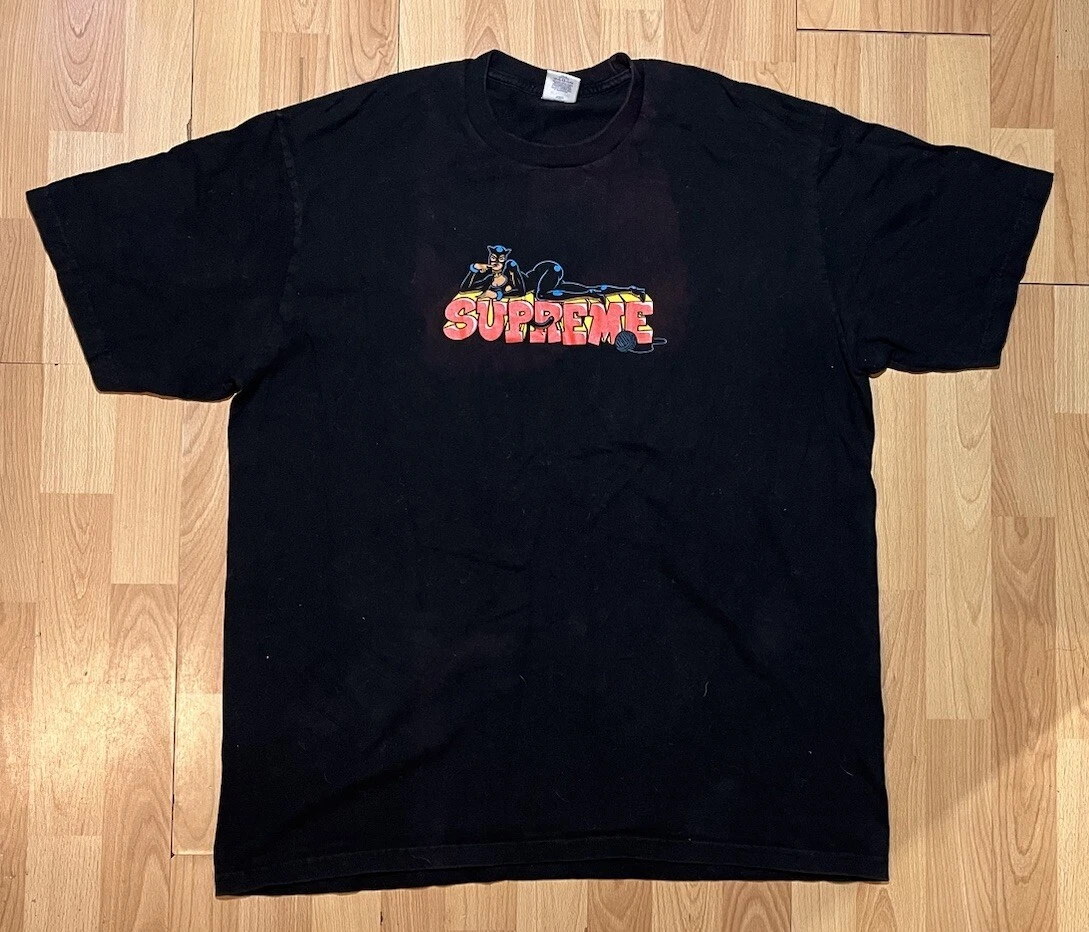 Supreme Catwomen Tee Homme XL Noir Manches Courtes Batman Comic Logo 