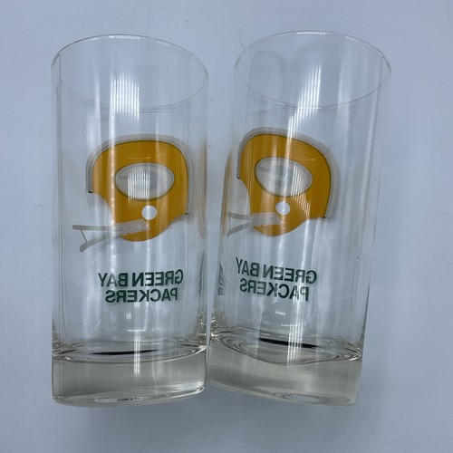 VINTAGE GREEN BAY PACKERS GLASS TUMBLER 5.5 IN WITH 2 BAR FOOTBALL HELMET LOGO - Picture 11 of 12