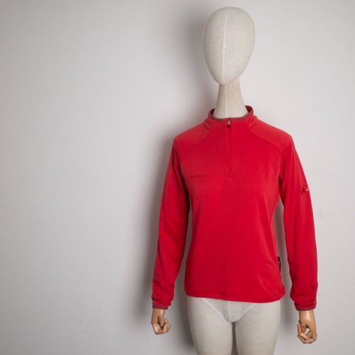 MAMMUT Damen Rot Thermo 1/4 Zip Polyester Warm Langarm Pullover Oberteil Gr. L - Bild 2 von 8
