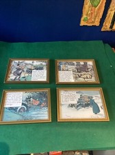4 X Charles Crumbie Framed Prints Motor Related Vintage 13 X 18 Cm 
