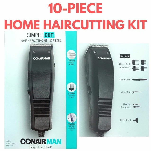 Conair Man Simple Cut Corded Hair Clippers Home Haircutting Kit, 10