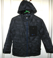 ELUDE OUTERWEAR AUSTRALIA BOYS PARKA JACKET SZ 8 BLACK GRAY CAMO INSULATED HOOD