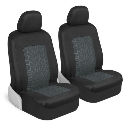 Gray Tire Tread Embossed Seat Covers Universal Fit Design
