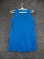 Elena Baldi Dress Womens Medium Blue Sleeveless Shift 100 Linen Made in Italy