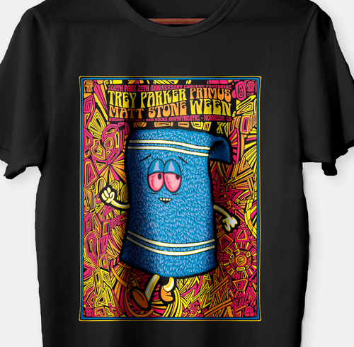 RARE!! Towelie T-Shirt Trey Parker matt Stone 25th Anniversary Concert Southpark - Picture 3 of 3