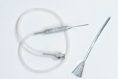 SS Simcoe Aspiration Cannula Cortex Extractor With 0.3 mm Side Port Curved