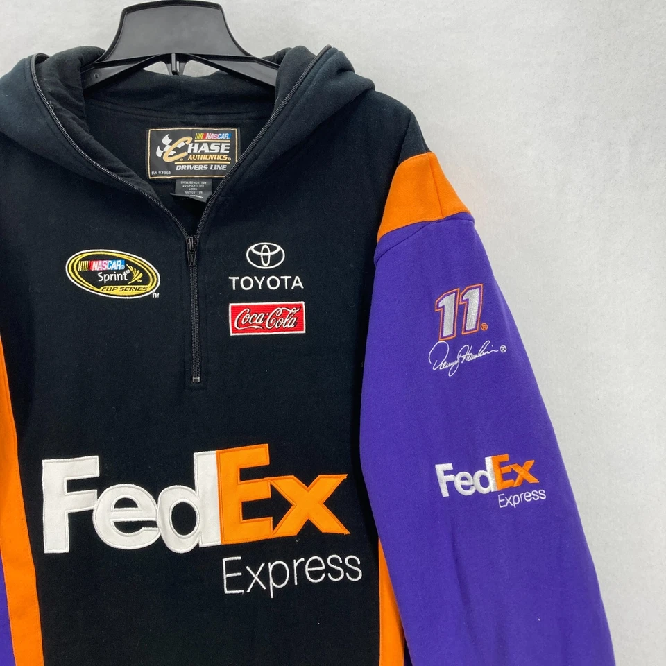 Chaqueta polar con capucha Chase Authentics Drivers Lane para hombre XL #11 Denny Hamlin Y2K Foto 2 de 4