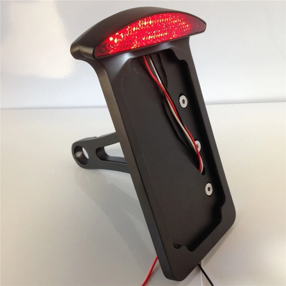 Soporte de matrícula de montaje lateral para motocicleta para Harley Chopper Dyna negro Foto 4 de 4