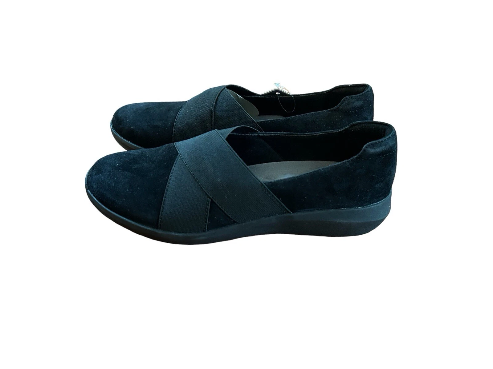 Slip donna Clarks Kayleigh 6 W nero collezione slip on ballerine scamosciate NUOVO