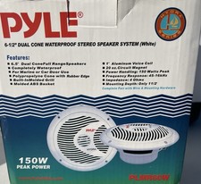 Pyle PLMR61W Hydra Series 6.5" 120-Watt Dual-Cone Marine Speakers White 