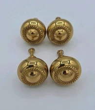 Set of 4 Vintage Solid Brass Round Drawer Cabinet Pulls Knobs With Twist Rope
