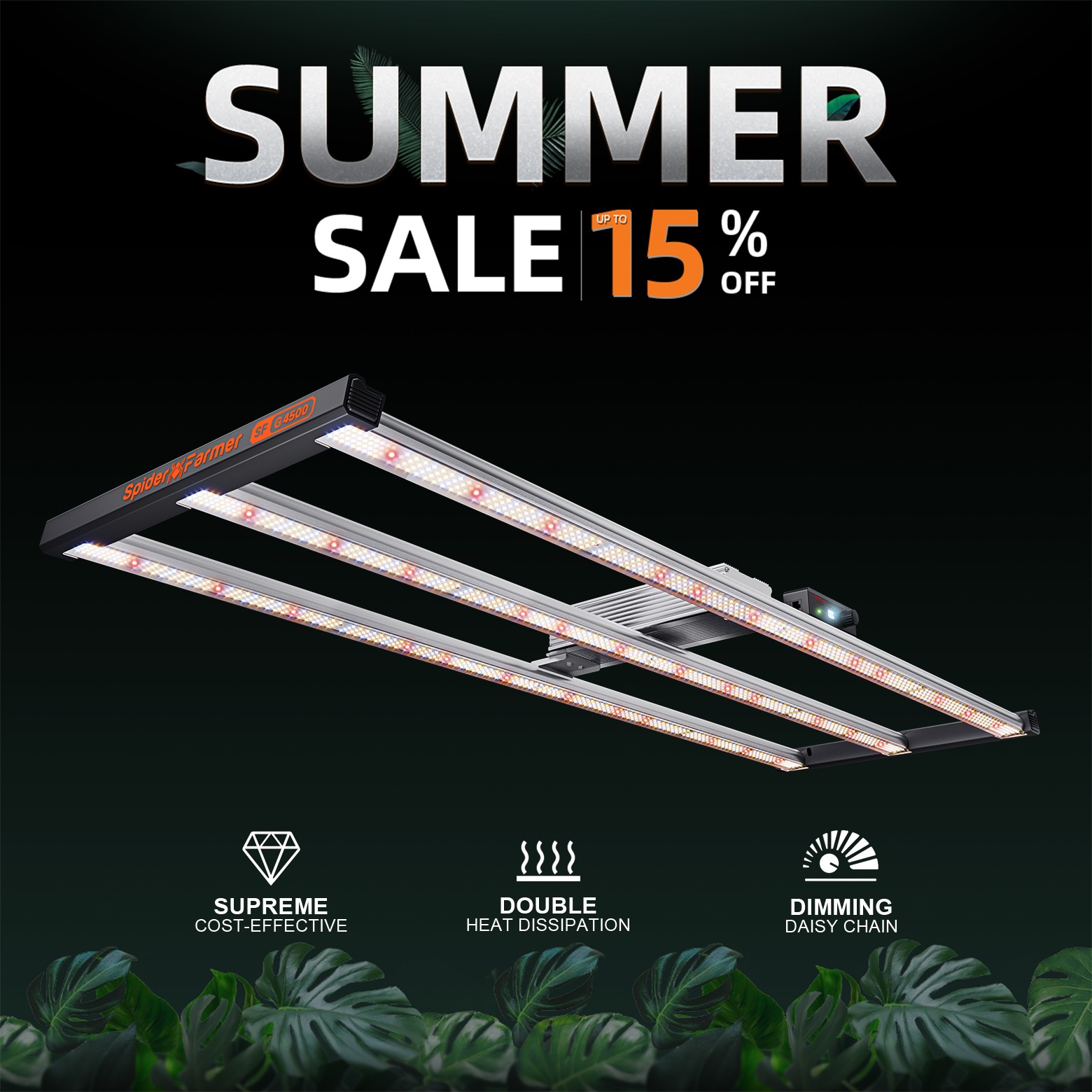 2026 Spider Farmer G4500 LED Grow Light Full Spectrum 320W Veg Flowers Lamp